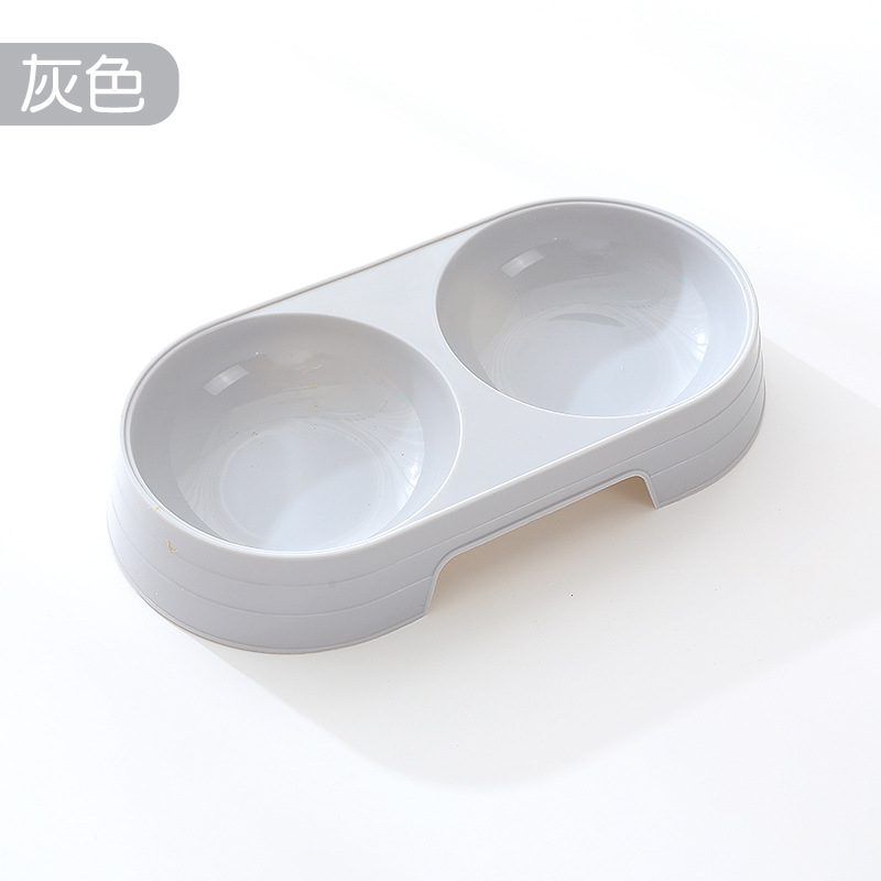 ins macaron pet double bowl wholesale small  water bowl plastic dog bowl anti-tumble dog basin pet supplies full figure