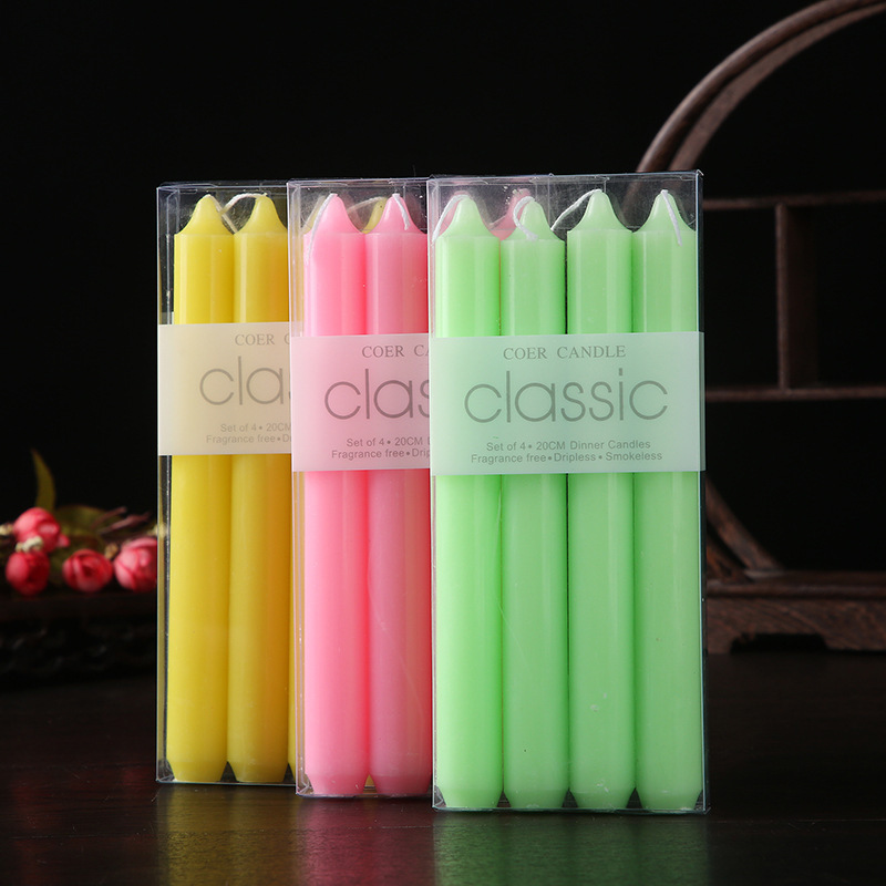 european-style classic red and white straight pole candle power failure emergency long brush holder candle romantic wedding candlelight dinner props cross-border Application Scenario