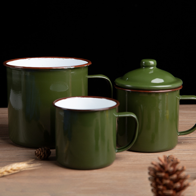 nostalgic enamelled cup old cadres with lid mug vintage mug wholesale enamelled cup printed logo Application Scenario