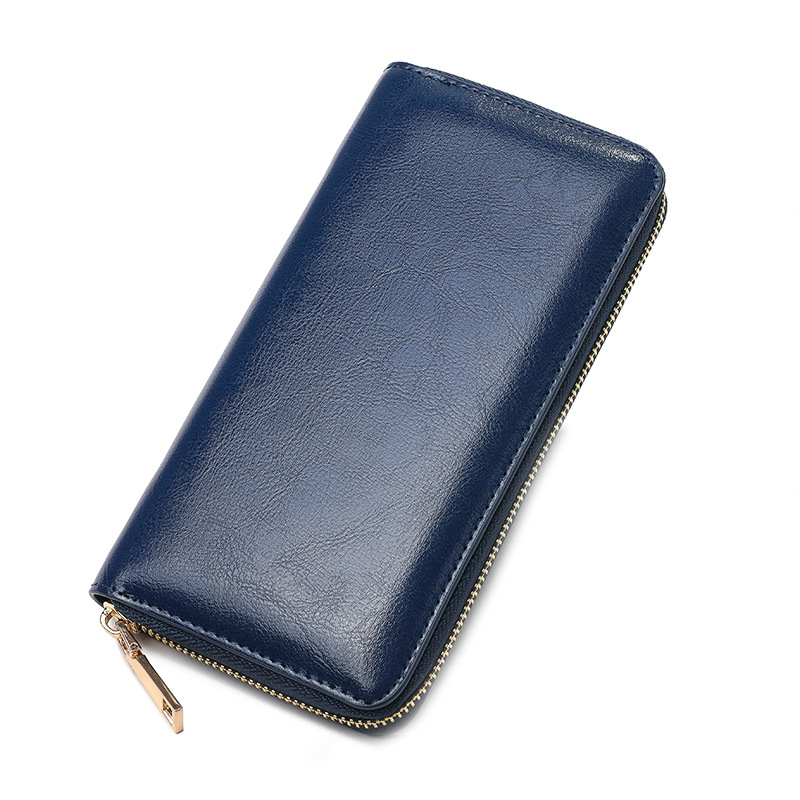 factory wholesale new oil wax grain cowhide women's zip wallet long genuine leather large capacity handbag one piece dropshipping Application Scenario