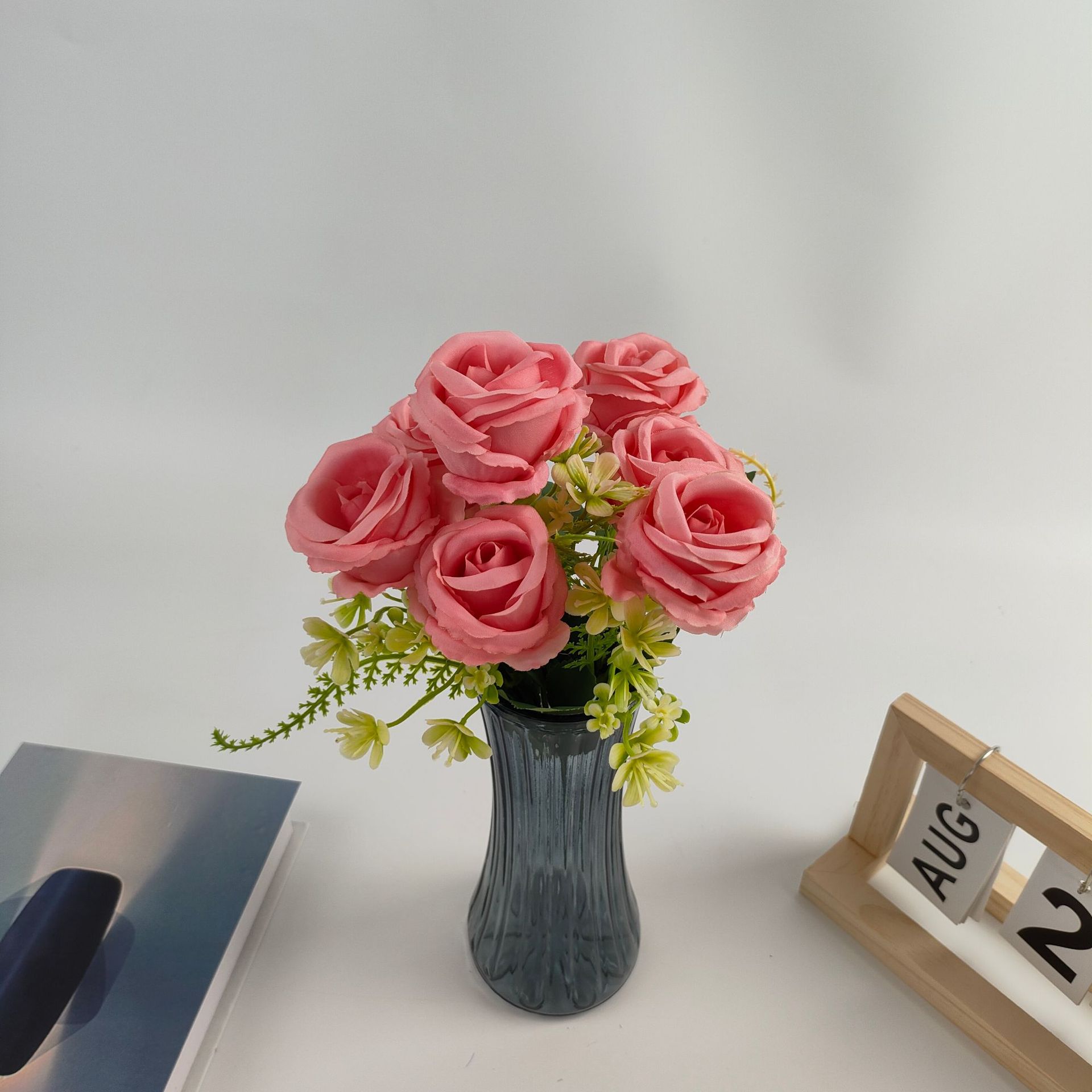 7 headband emulational rose flower wedding bouquet holder romantic nordic style fake flower living room furnishings foreign trade cross-border Application Scenario
