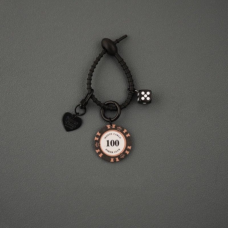 high-end original cowhide lucky chip car key ring pendant couple personality men's and women's bag ornaments ring chain fashion Application Scenario