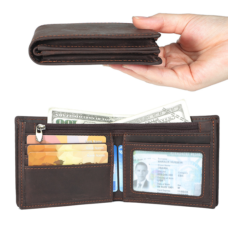new european and american retro men's leather wallet amazon hot selling factory wholesale short multi-card-slot card holder wallet Application Scenario