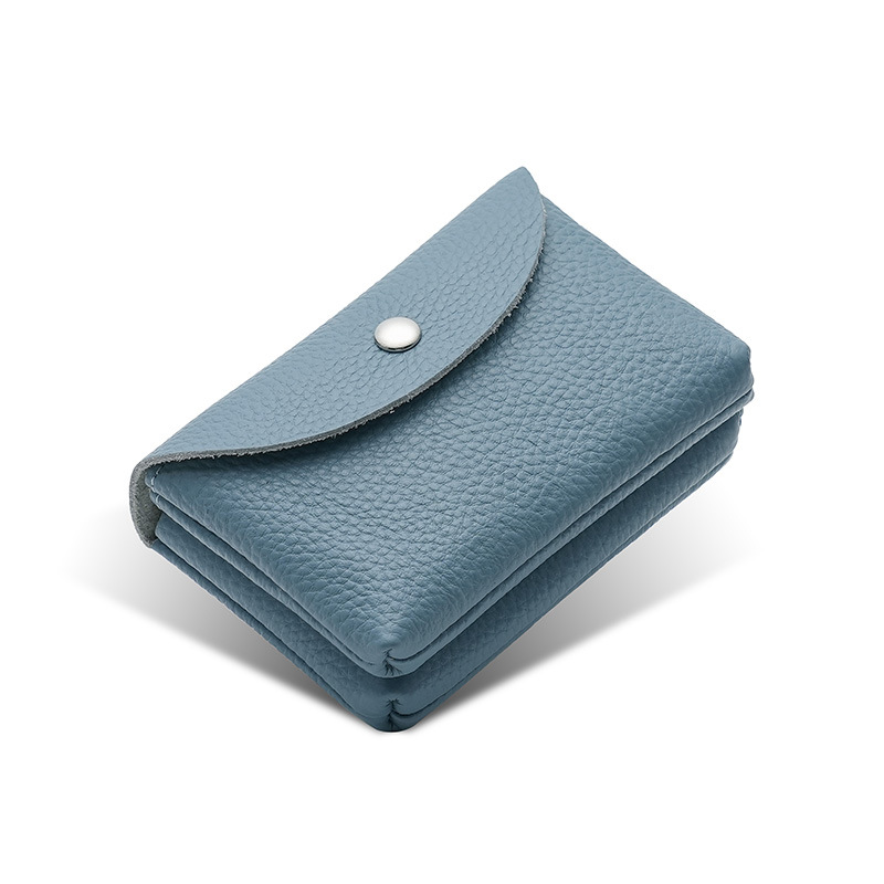 new mini genuine leather coin purse women's first layer cowhide compact bag cover wallet litchi pattern soft leather coin bag Item Picture