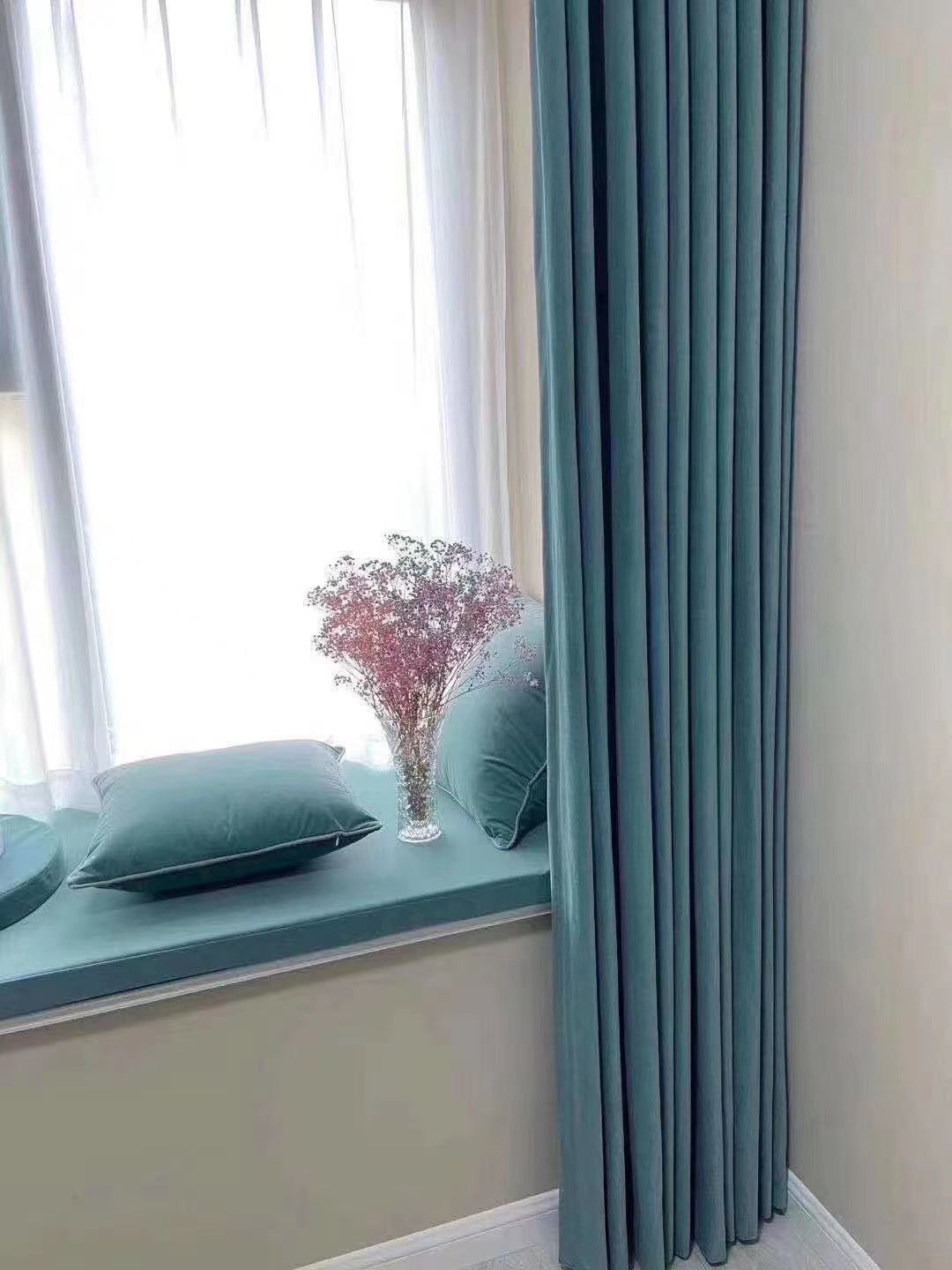 德国艾仕家居窗帘现代简约轻奢窗帘高精密提花橙色拼接高档客厅卧室遮光