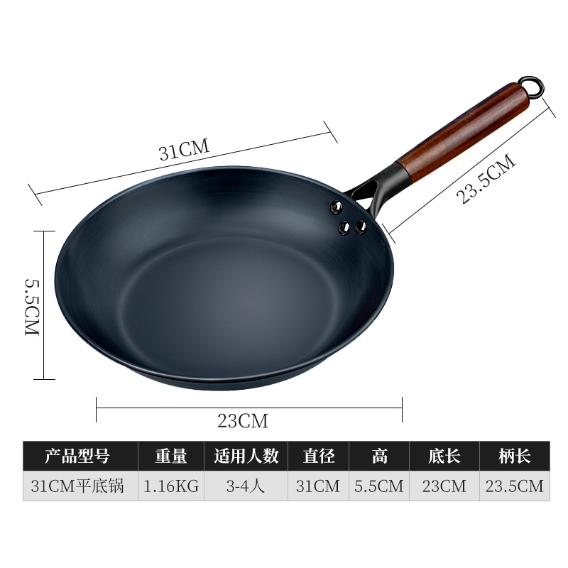 factory wholesale pan fried steak egg non-stick pan household pancakes iron pan uncoated non-pick stove pan details Picture