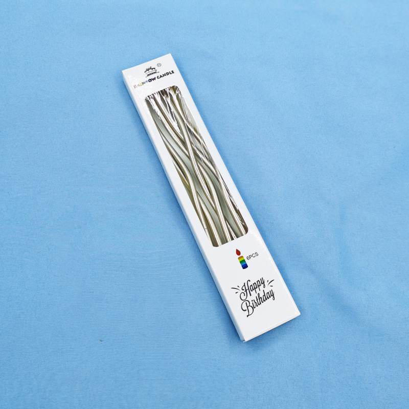 birthday thread candle colorful gold color gold and silver color twist thread candle cake curve curved candle details Picture