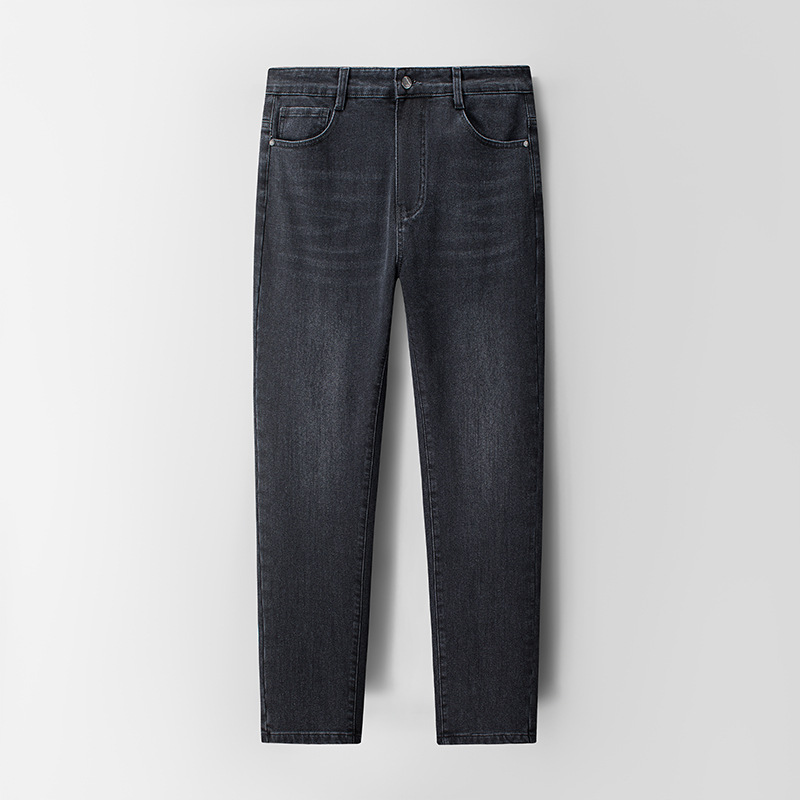 cotton stretch jeans men's washed wear-resistant anti-wrinkle casual straight trousers autumn new fashion brand men's clothing pants Item Picture