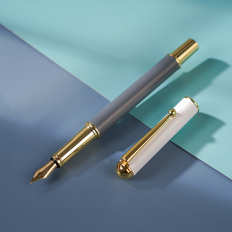 business office signature pen with ink sac students calligraphy exercises morandi metallic pen gift box Specification drawing