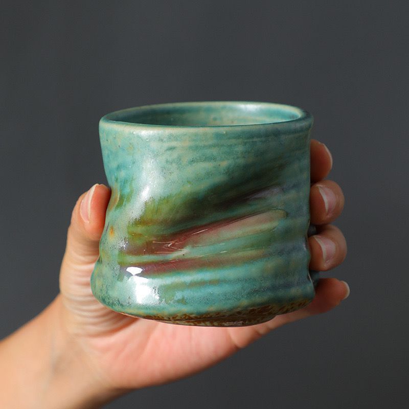stoneware hand pinch pleated steam pitcher vintage espresso cup household ceramic niche design tea cup Application Scenario