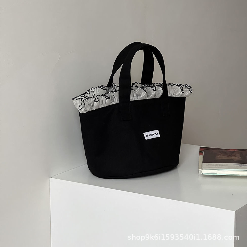 korean style new ins lace portable canvas bag large capacity handbag handbag portable storage mummy full figure