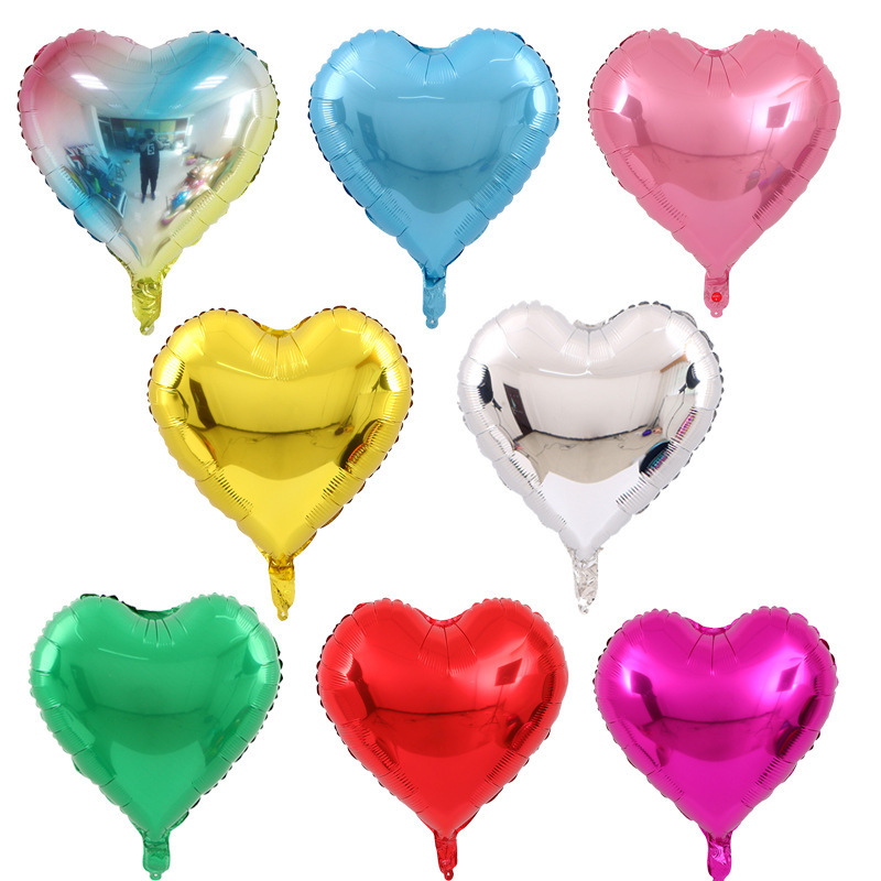 cross-border 18-inch love sparkling style solid color gold silver birthday party deployment and decoration aluminum foil aluminum balloon wholesale details Picture