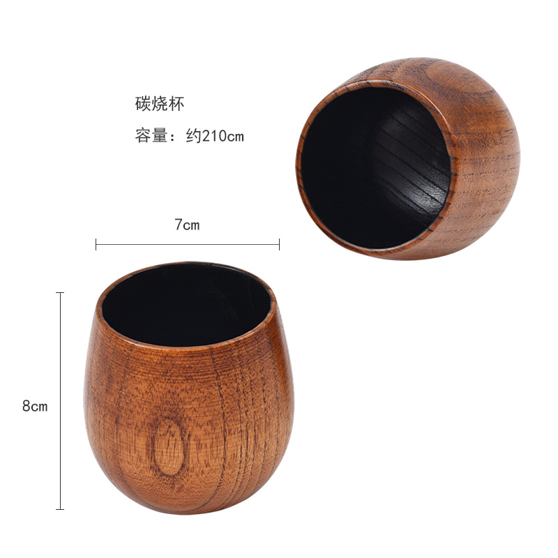 wooden cup tea cup restaurant home handle coffee cup gift handy cup customized logo jujube wood creative glass full figure