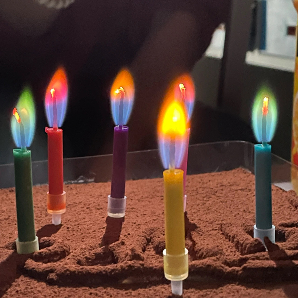 colorful flame candle two-year-old birthday decorations scene layout photo props happy party girl atmosphere full figure