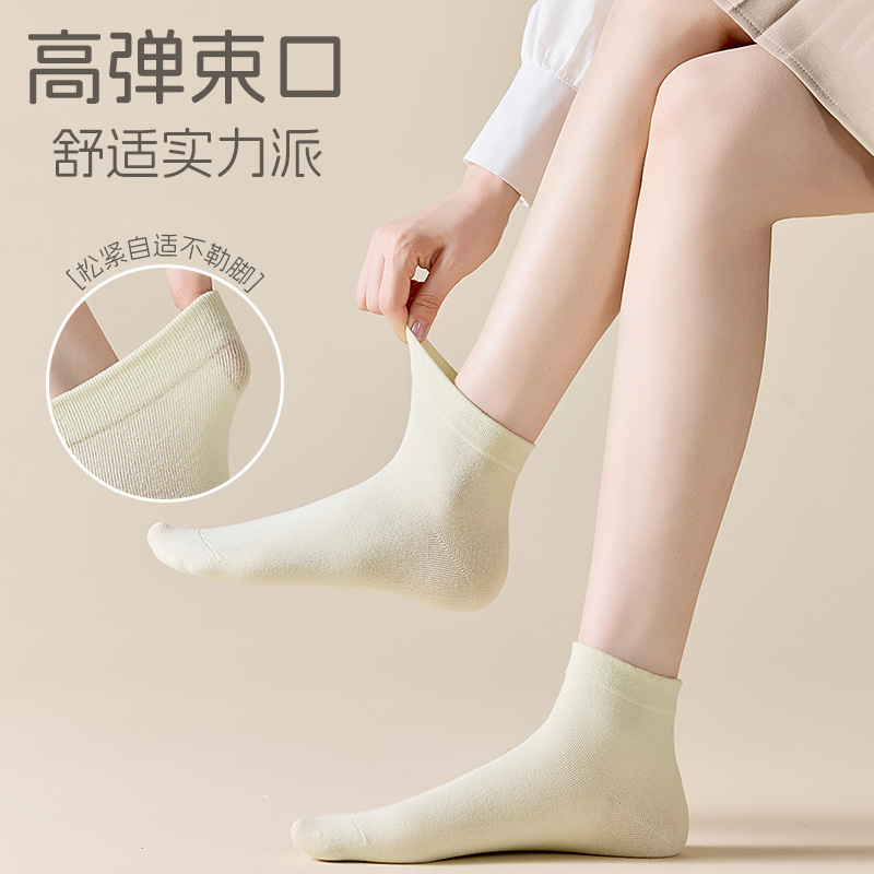 socks women's summer thin pure cotton socks antibacterial deodorant loose confinement socks spring and autumn students sport mid-calf length sock Specification drawing