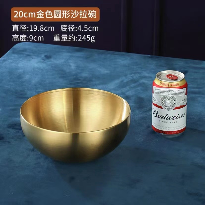 korean food grade stainless steel instant noodle bowl cold noodles salad bowl single layer simplicity fruit cold dish good-looking Item Picture