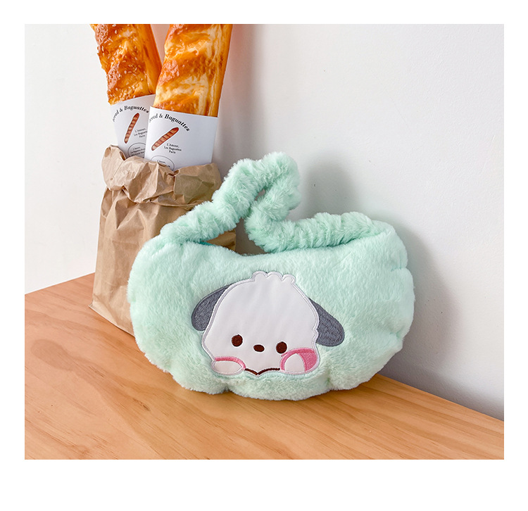 sanrio plush cartoon tote clow m shoulder cosmetic bag girl soft and adorable underarm bag factory wholesale Specification drawing