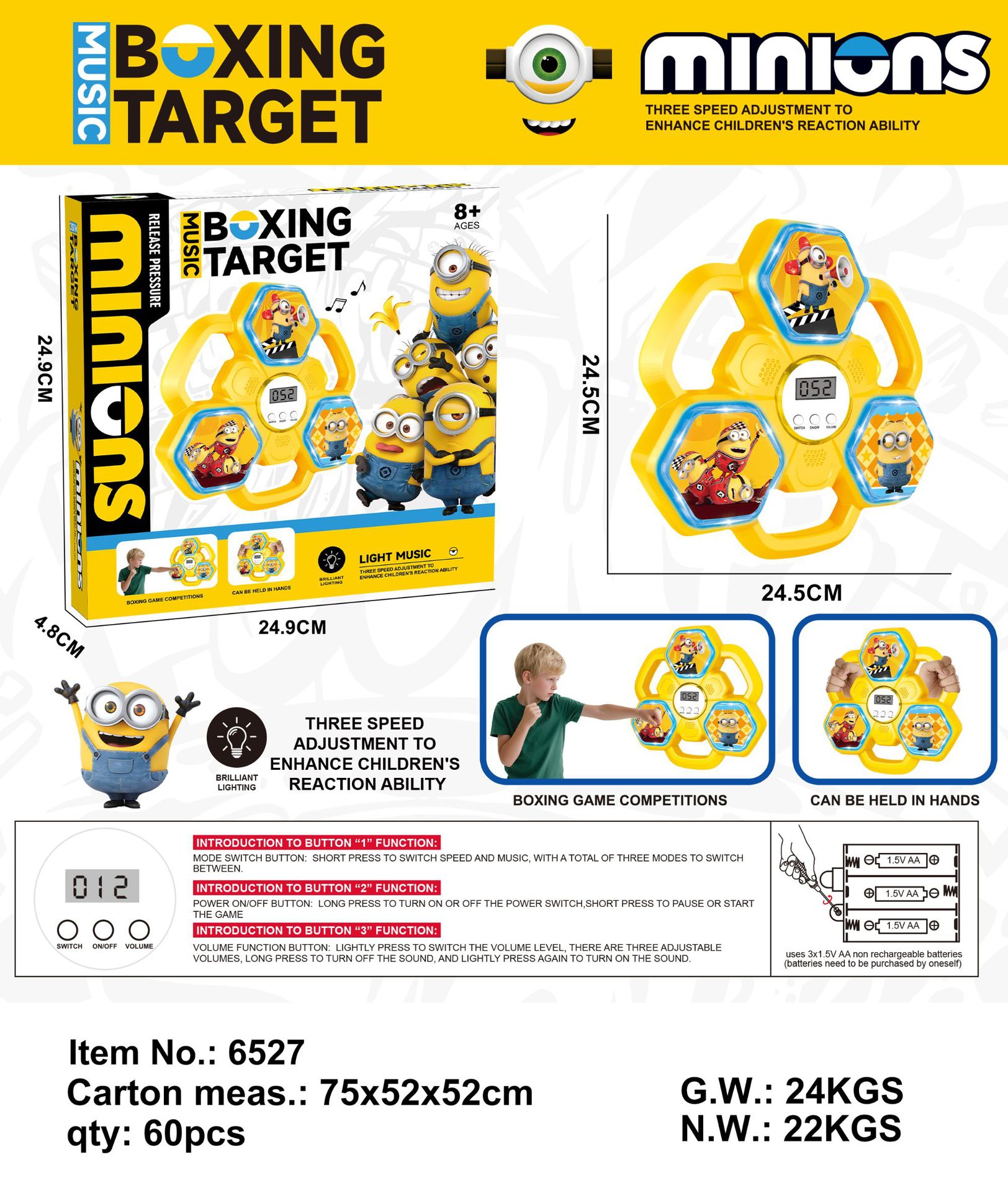 Cross-border e-commerce bestseller rhythm music boxing wall target, home children's Mario Minion Pikachu boxing trainer, stress-relieving exercise, physical fitness, intelligent boxing training machine