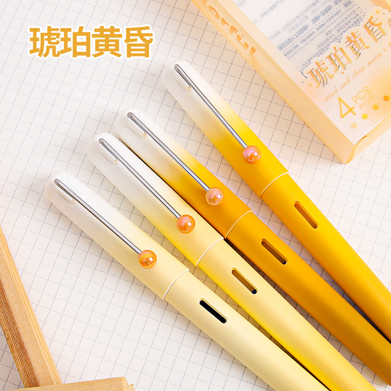 good-looking only for pupils calligraphy pen morandi gradient replaceable ink sac suction moqi positive posture pen wholesale details Picture