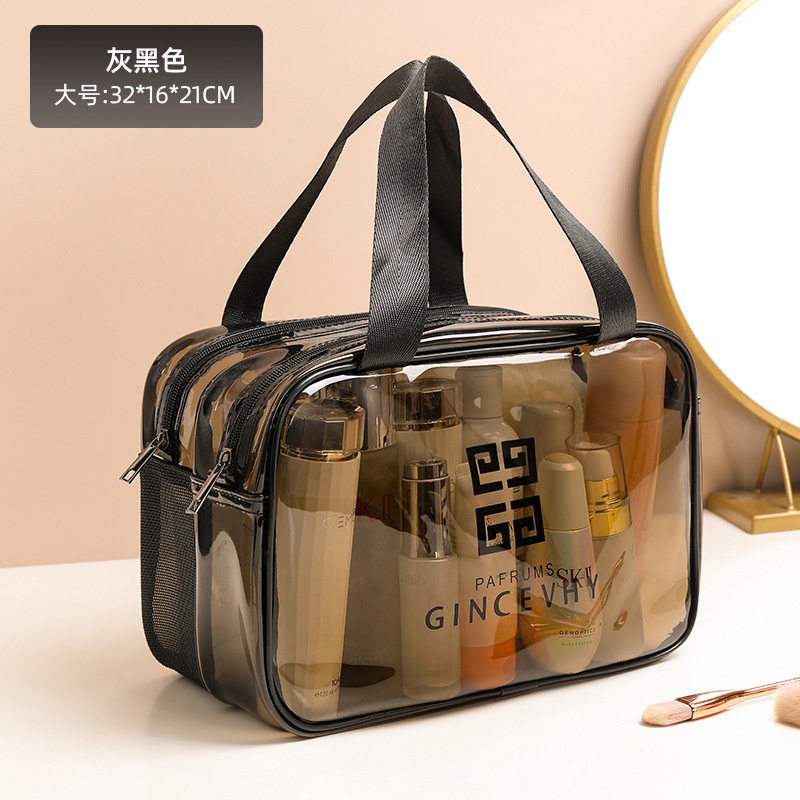 pvc double layer dry wet separation swim bag thick transparent bath bag travel waterproof gym bag washing and makeup bag details Picture