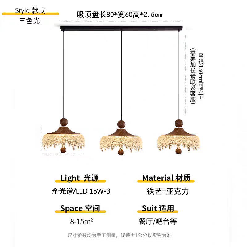 french style retro walnut restaurant ideas iceberg water drop advanced atmosphere bedside chandelier cross-border full figure