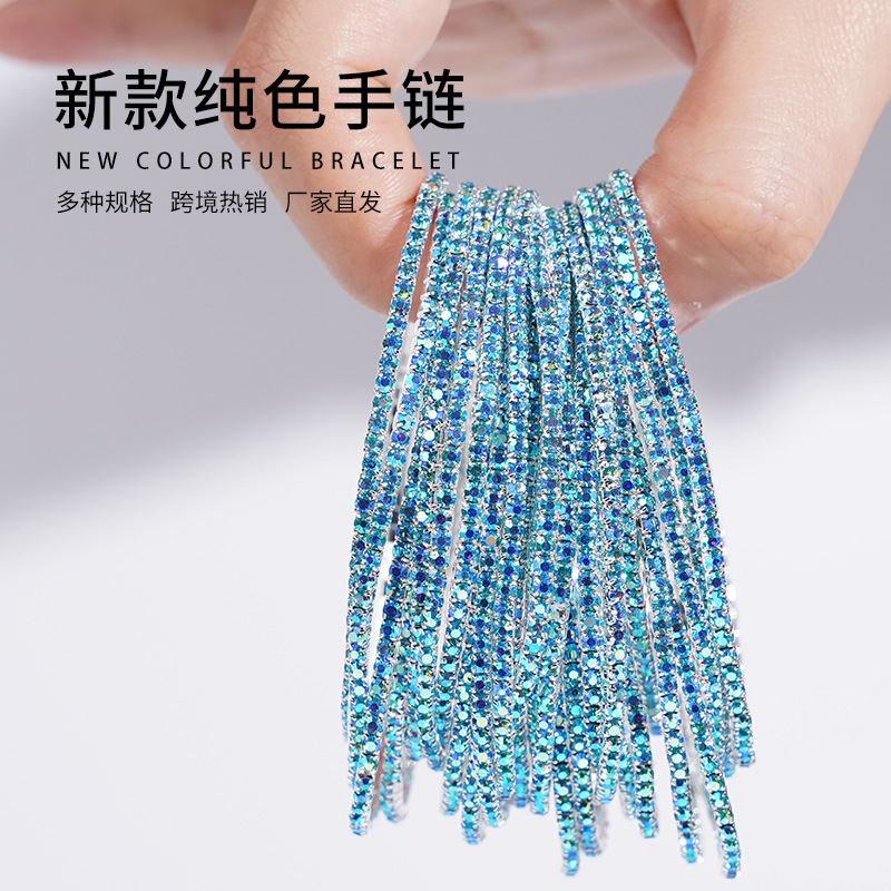 cross-border diamond-embedded stretch bracelet single row color rhinestone bracelet women's bracelet female grab chain full diamond bracelet personalized creative full figure