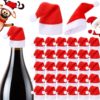 christmas hat mini hat christmas knife and fork set bottle cover 2025 new cross-border amazon christmas decorations details Picture