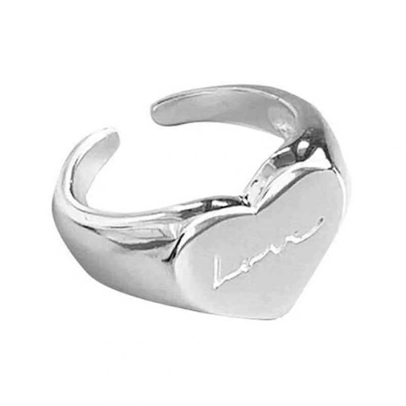 s925 sterling silver light luxury minority design index finger ring pairs love heart-shaped ring women's simple fashion personality open ring Item Picture