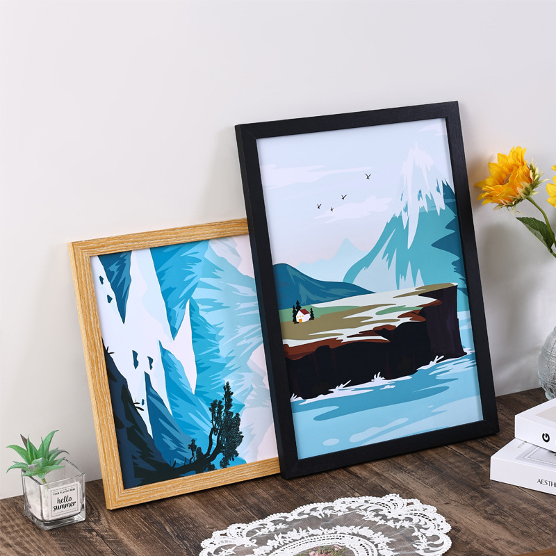 simple handmade wooden photo frame wholesale 16-inch oil painting poster children's puzzle wall hanging mounted picture frame empty frame details Picture