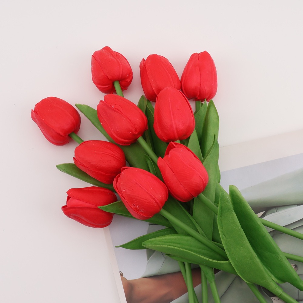 cross-border hot sale pu simulation tulip home decoration gradient fake flower decoration home atmosphere props bouquet Item Picture
