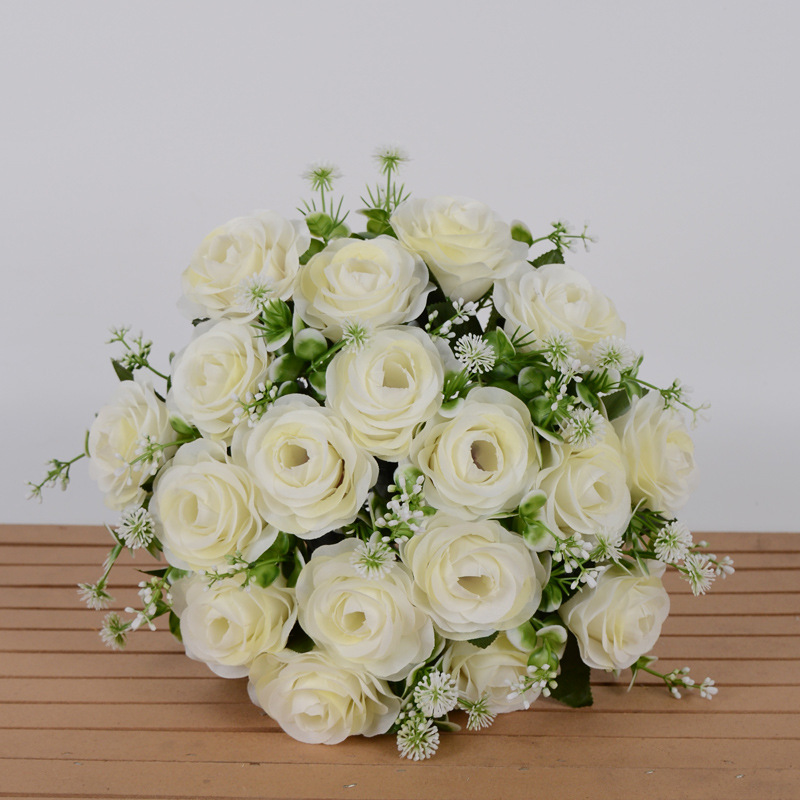cross-border hot selling artificial flower fake rose flower bride holding juanhua home decoration wedding dress decoration plastic flowers Specification drawing
