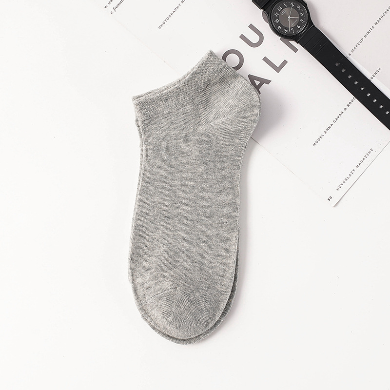 socks men's summer solid color basic athletic socks comfortable breathable conventional socks thin casual combed cotton boat socks Specification drawing