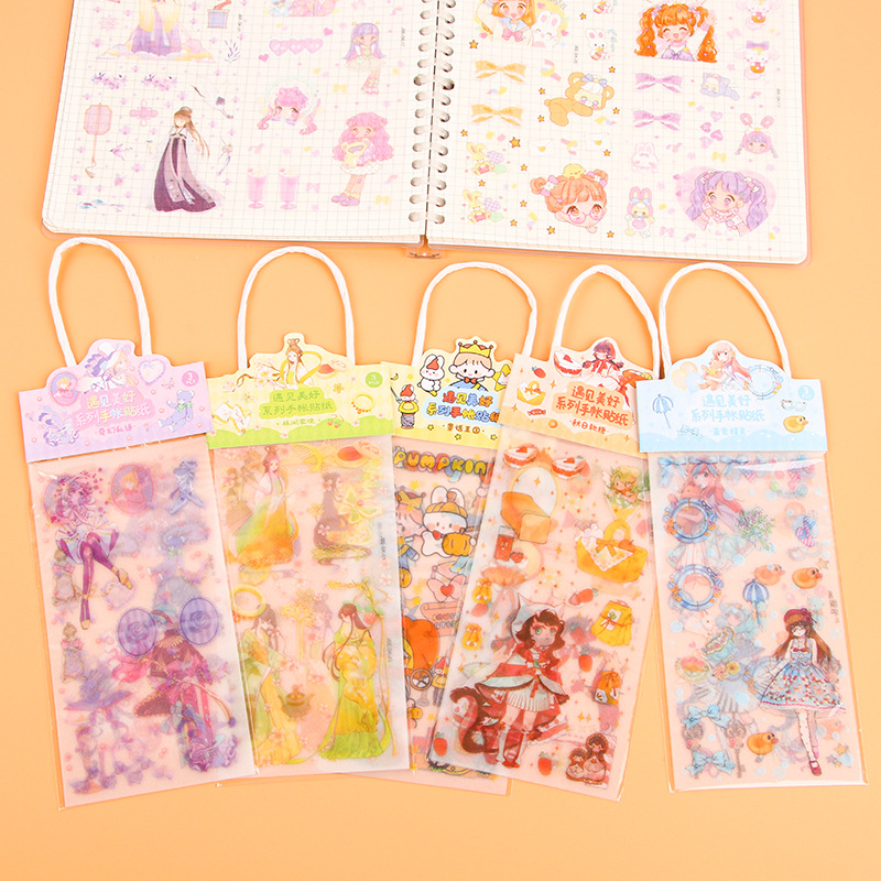 creative ins style journal stickers pet cartoon not repeated decorative sticker cute girl's gift gu nano sim paper bag Specification drawing