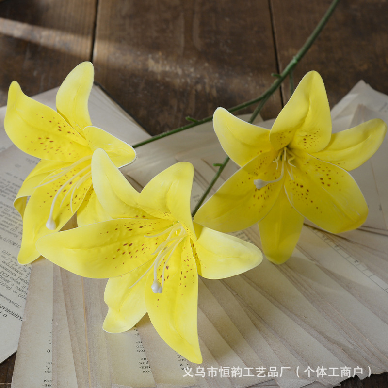 artificial flower 3-head tape lily 3d printing wedding hall decorative flowery wall fake flower shooting props factory wholesale full figure