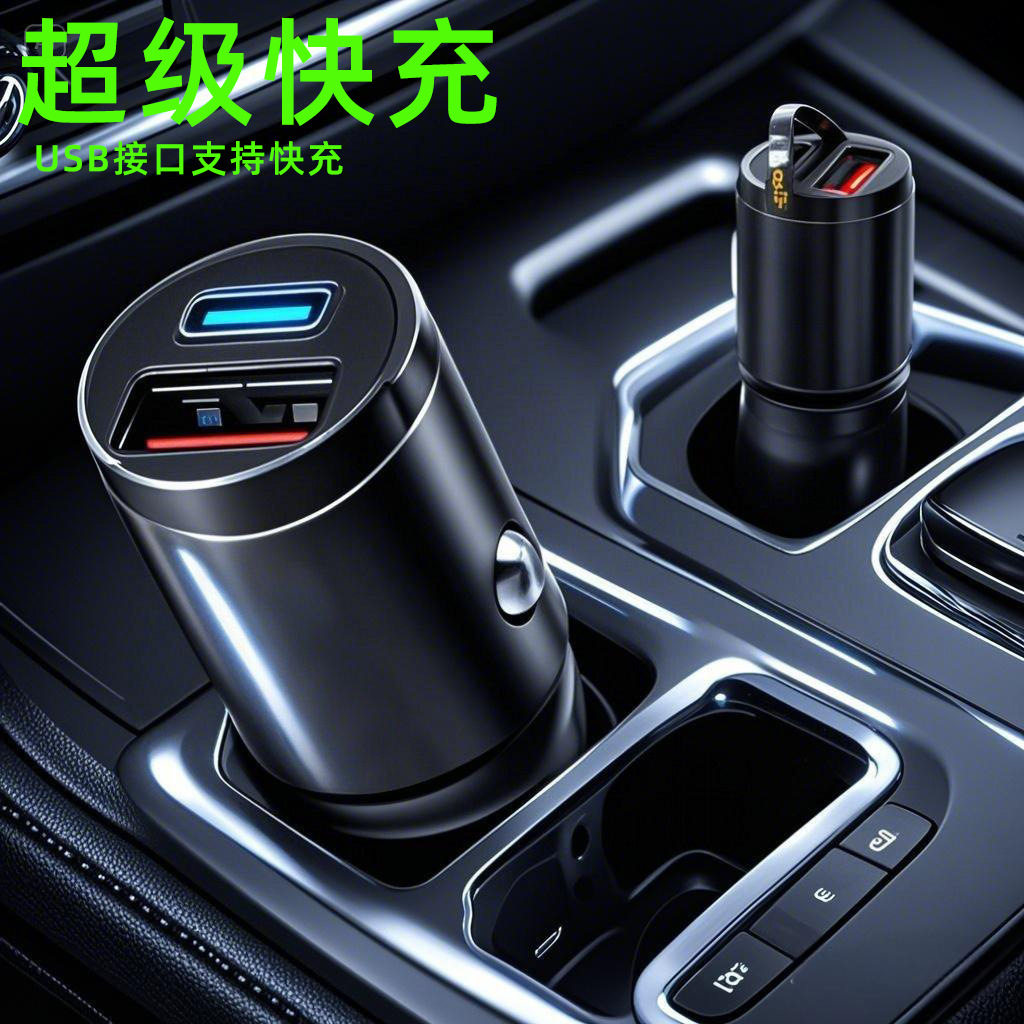 66w aluminum alloy pd dual usb port car charging plug car car charger head 2a mobile phone charger fast charging full figure