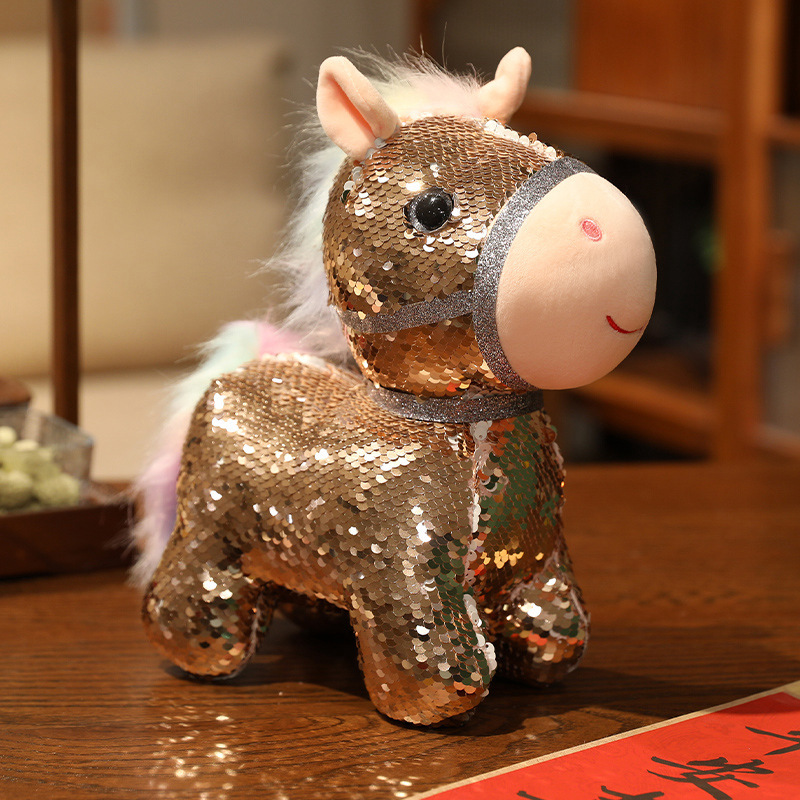 colorful pony doll doll cute sequined horse year mascot plush toy baby doll children gift Application Scenario