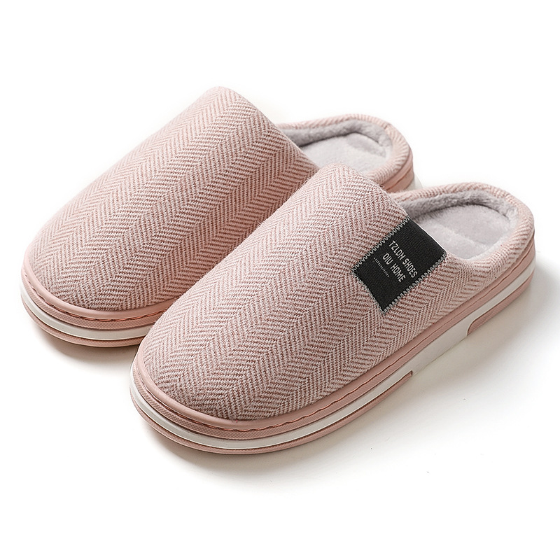 winter cotton slippers tpr non-slip men's and women's autumn and winter interior home thickened warm nordic simple home woolen slipper details Picture