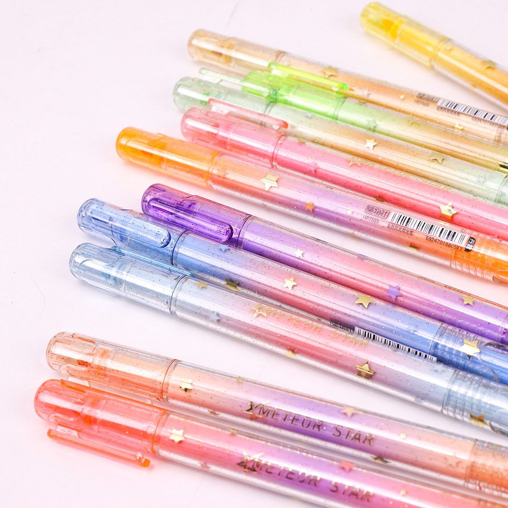 jiwu club stationery 7503 sets of flash fluorescent pen star river marks golden flash key color marker Specification drawing
