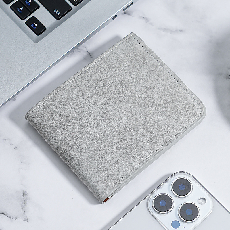 japanese non-printed matte wallet card holder integrated men's ultra-thin short wallet soft leather wallet multiple card slots wallet full figure