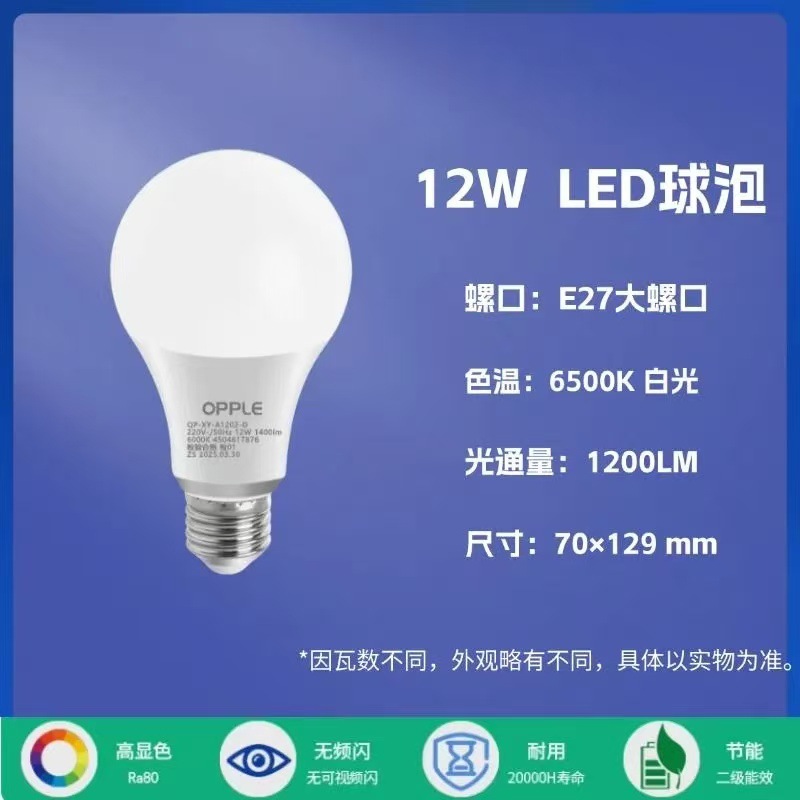 oppo led bulb 3w6w9w12w screw e27 white light warm led energy-saving bulb globe single light details Picture
