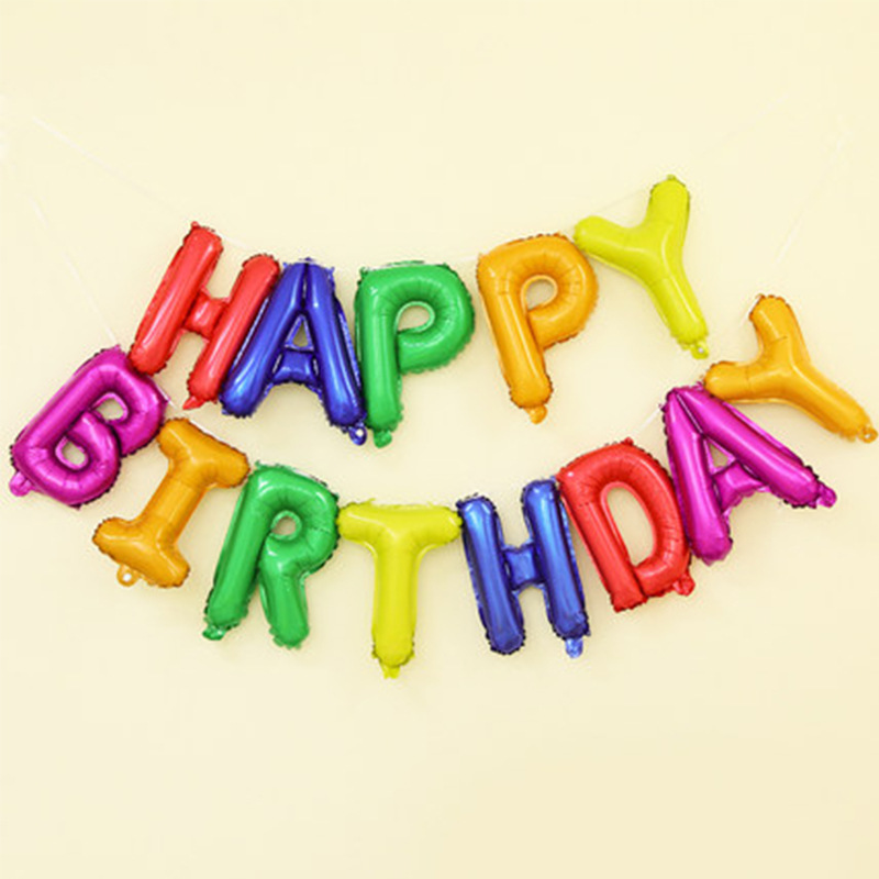 16-inch happy birthday letter set happybirthday aluminum balloon pendant aluminum foil ball celebration details Picture