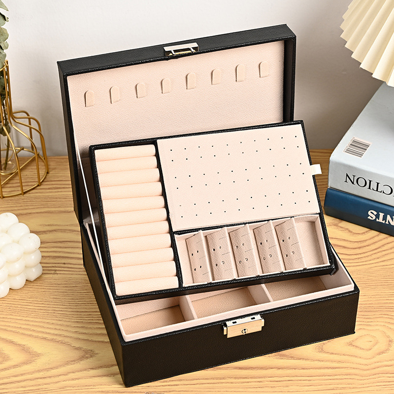 new jewelry box storage box high-grade large capacity ring earrings necklace bangle watch accessories jewellery packing box details Picture