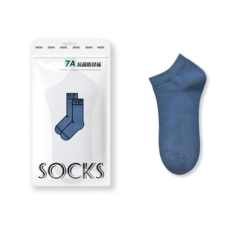 7a antibacterial socks men's deodorant and sweat-absorbing summer thin low cut socks cotton men's socks cotton male socks breathable Item Picture