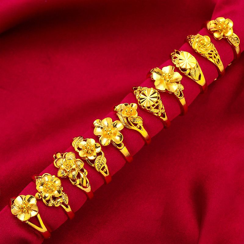 vietnam placer gold ring women's electroplated 24k simulation gold jewelry wedding supplies supplies for night market ring wholesale details Picture