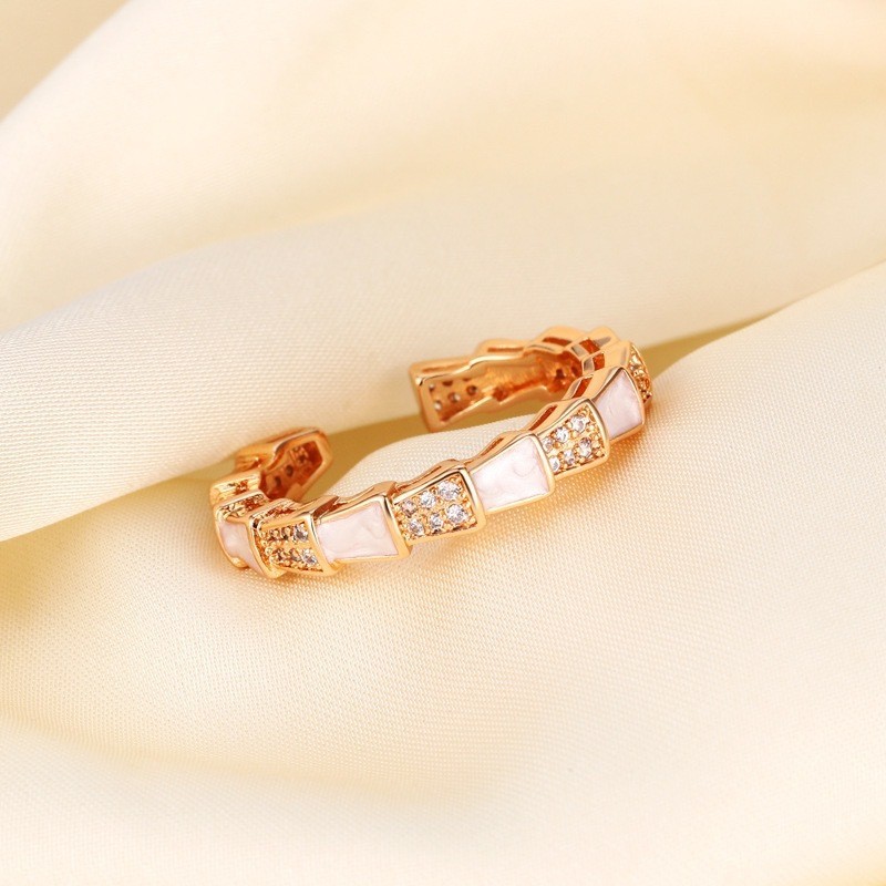 seiko full diamond snake bone-shaped ring female light luxury temperament high sense versatile personality opening ring wholesale delivery full figure