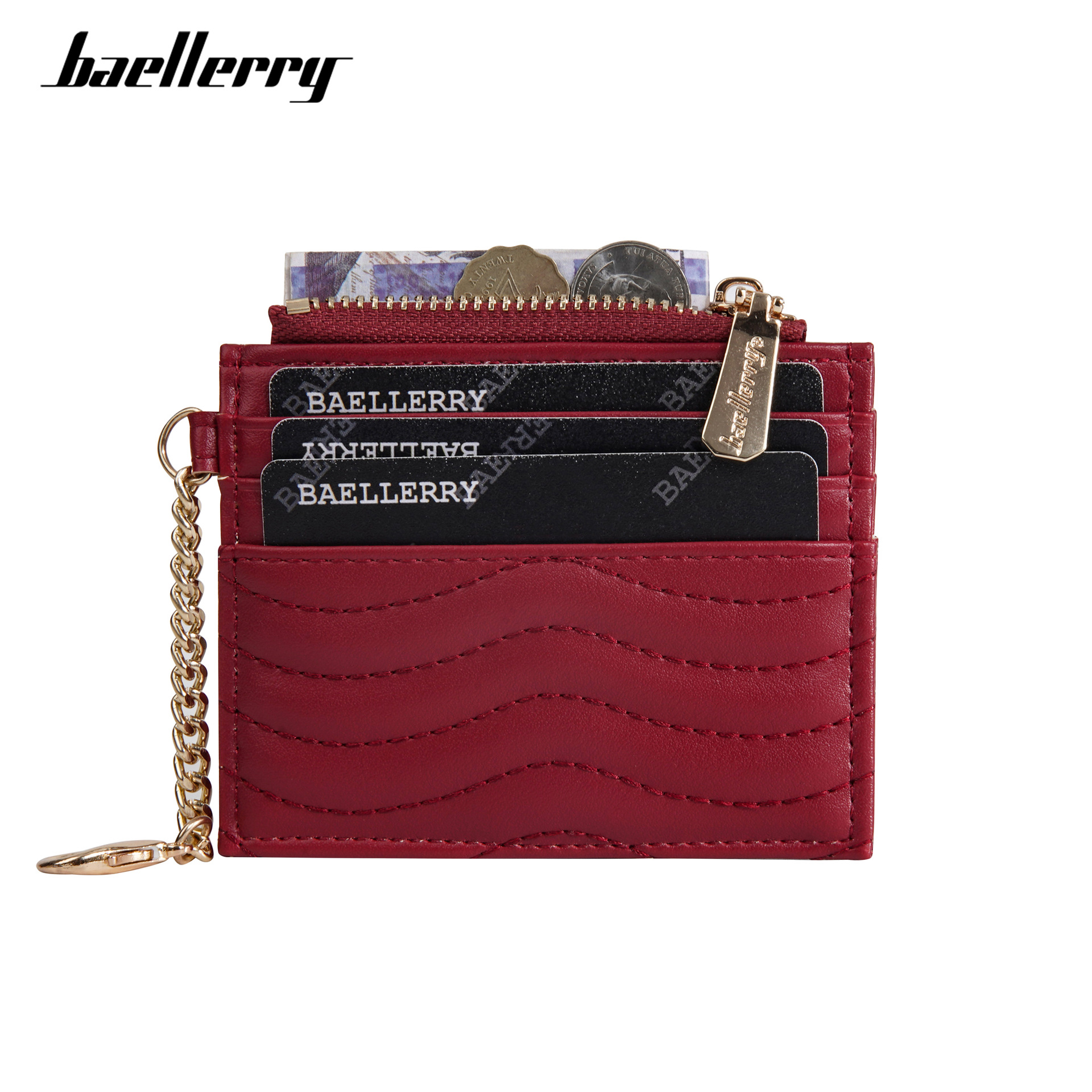 new ladies card holder baellerry cross-border quilted multiple card slots chain coin purse mini small coin purse Item Picture