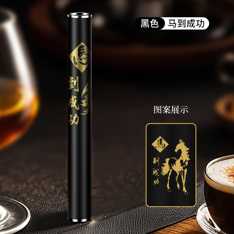 internet celebrity blow a fire folding thin strip charging lighter igniter black technology cigarette lighter mute windproof details Picture