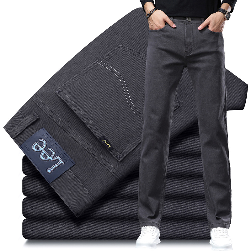dex jeans men's straight loose elastic business casual autumn and winter thick high-end goods long jeans Item Picture