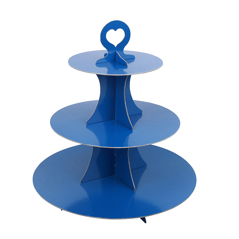 dessert table display stand cake stand three-level light refreshment shelf paper solid color round edge cake stand decoration display stand props Specification drawing