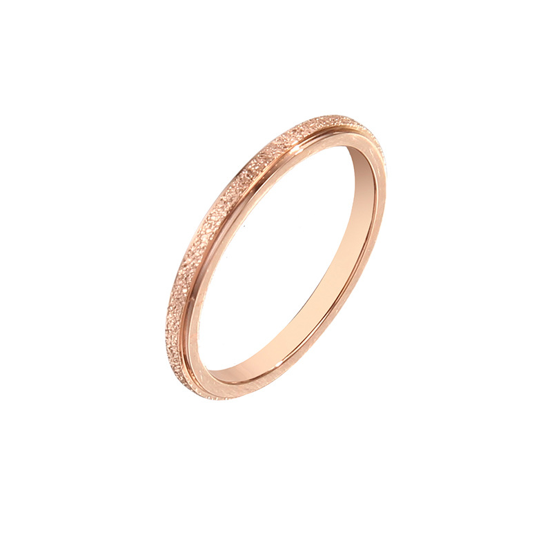 cross-border hot korean style ultra fine frosted ring rose gold sand-pressed couple men and women sansheng iii titanium steel couple rings Item Picture
